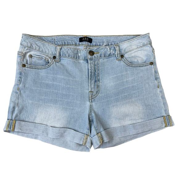 ABS Allen Schwartz Light Wash Denim Shorts Size 29 - Cuffed Hem Summer Essential - Picture 2 of 12